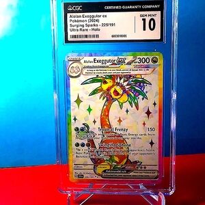 ✅🔥2024 EXEGGUTOR EX SURGING SPARKS ULTRA RARE HOLO CGC MINT 10 STAGE 1